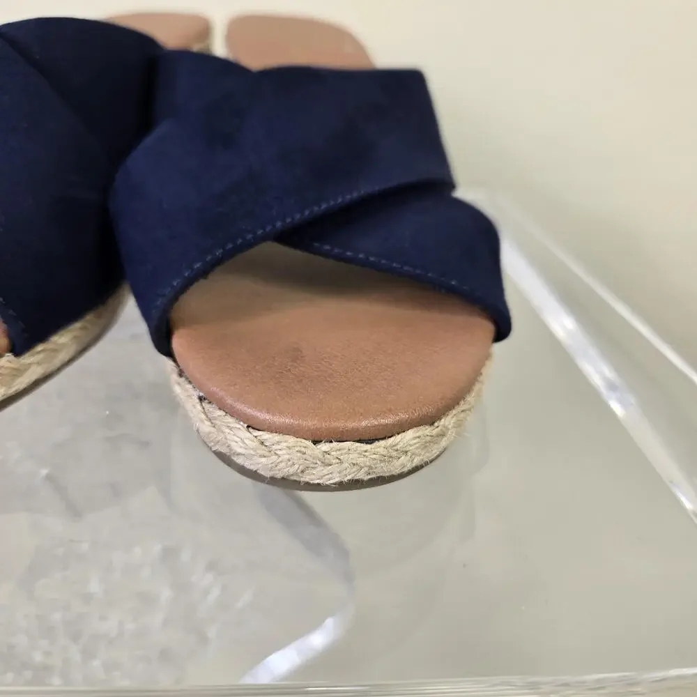 Tommy Bahama Shoes Womens Size 7.5 Blue Stacey Wedge Espadrille Sandals Slide
